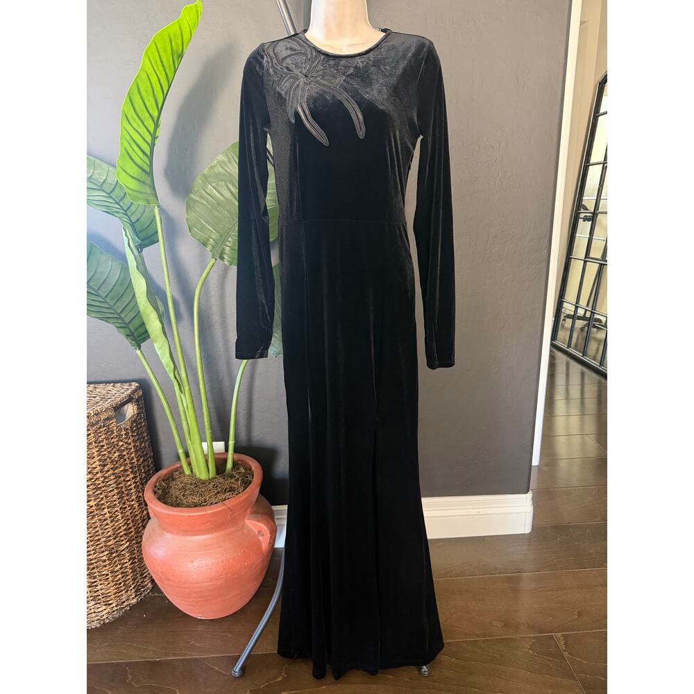 Disturbia Antivenom Spider Velvet Maxi Dress NWT Goth Formal US 6 - Picture 2 of 7